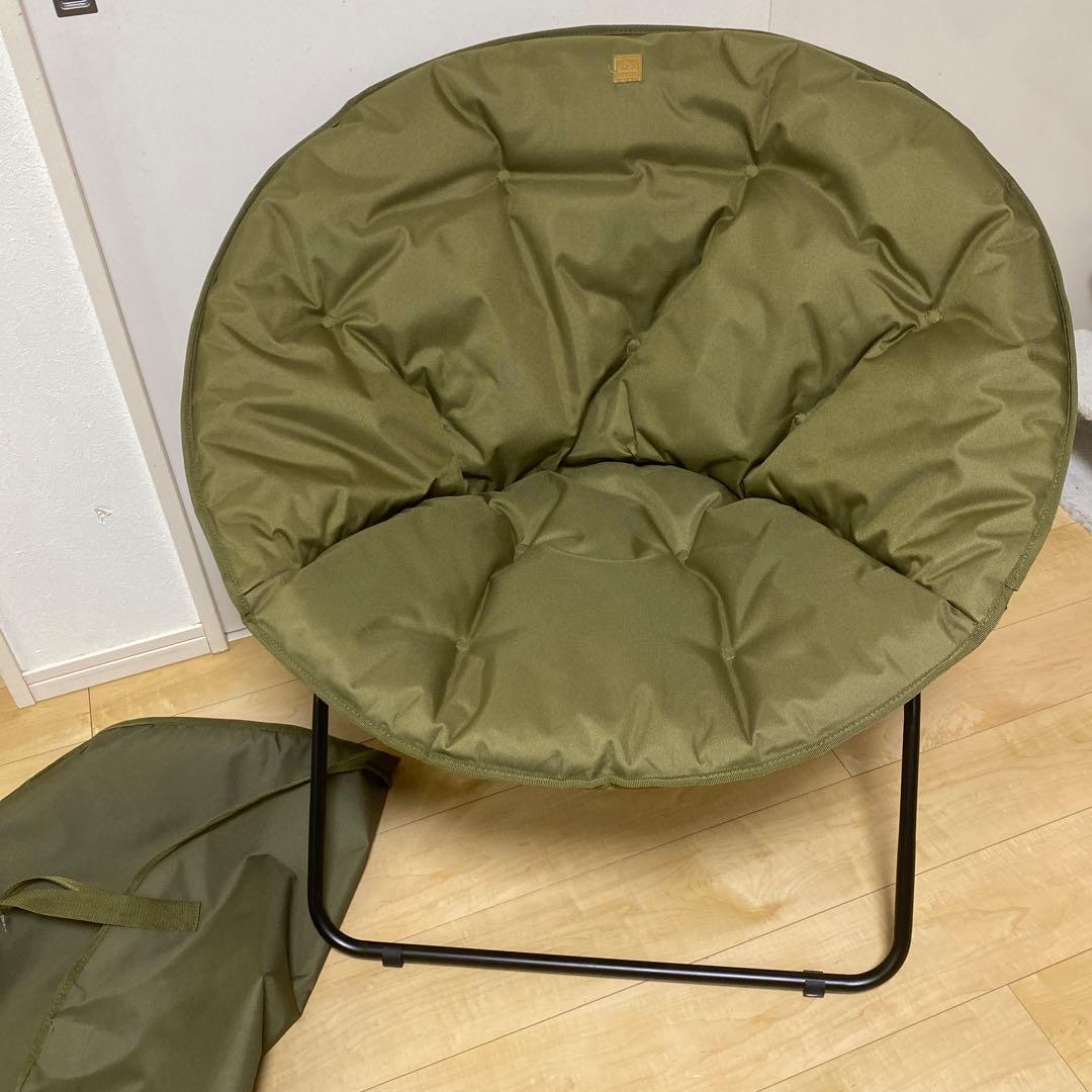 アイリス　オーヤマ　ムーンチェア　アウトドア　キャンプ　椅子　カーキ　モコモコ