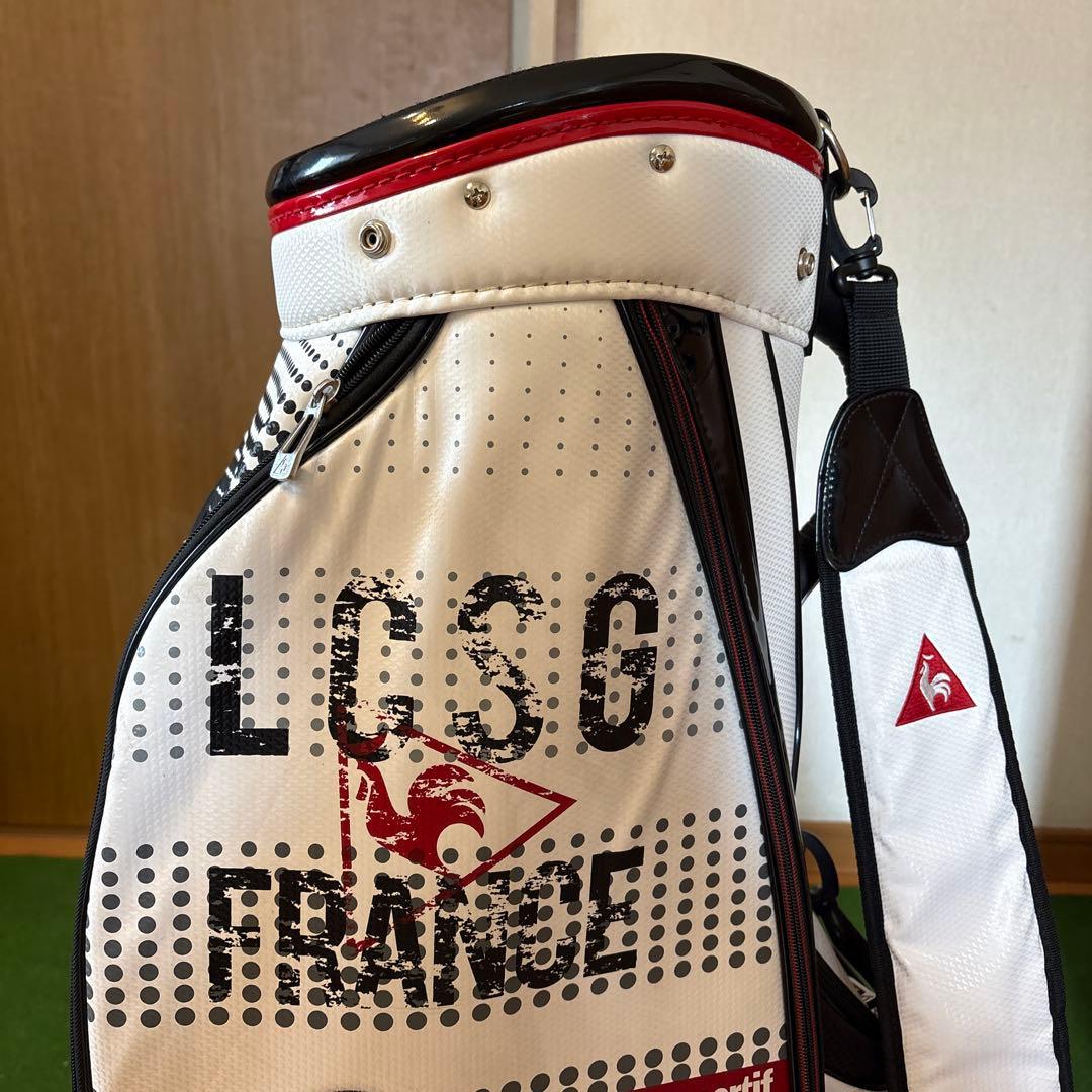 le coq sportif キャディバッグ ホワイト・ブラック・レッド