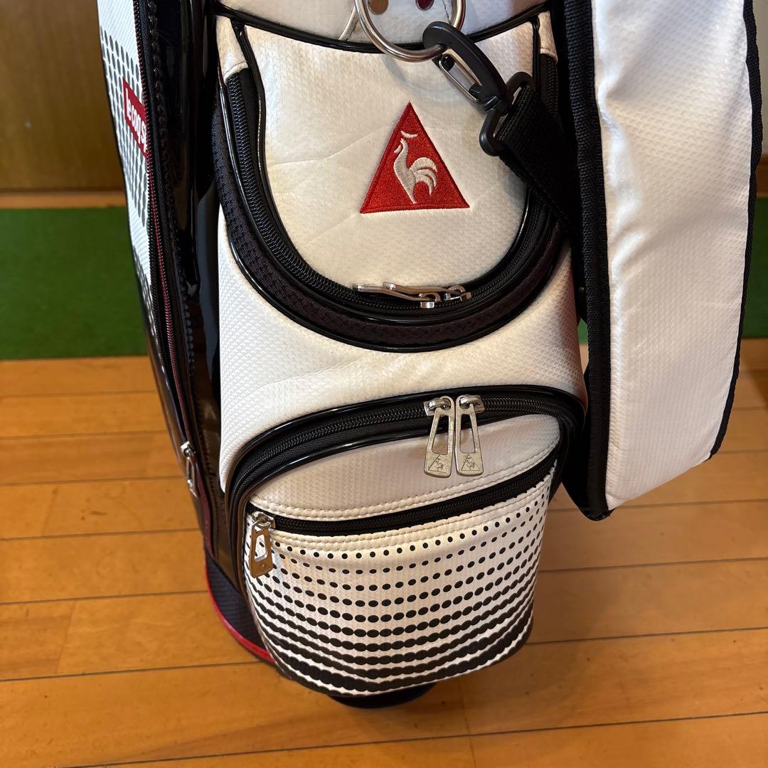 le coq sportif キャディバッグ ホワイト・ブラック・レッド