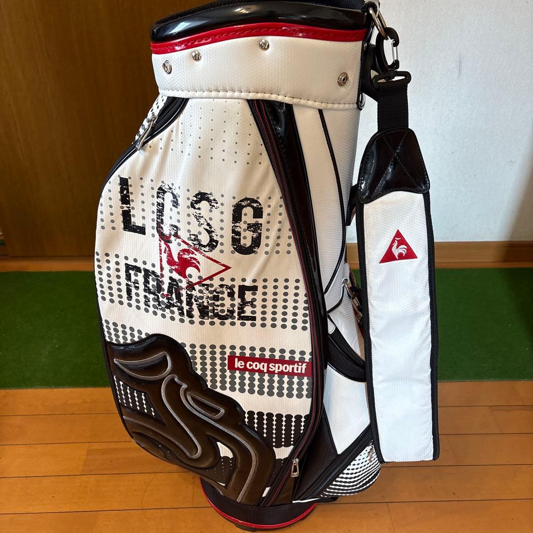 le coq sportif キャディバッグ ホワイト・ブラック・レッド
