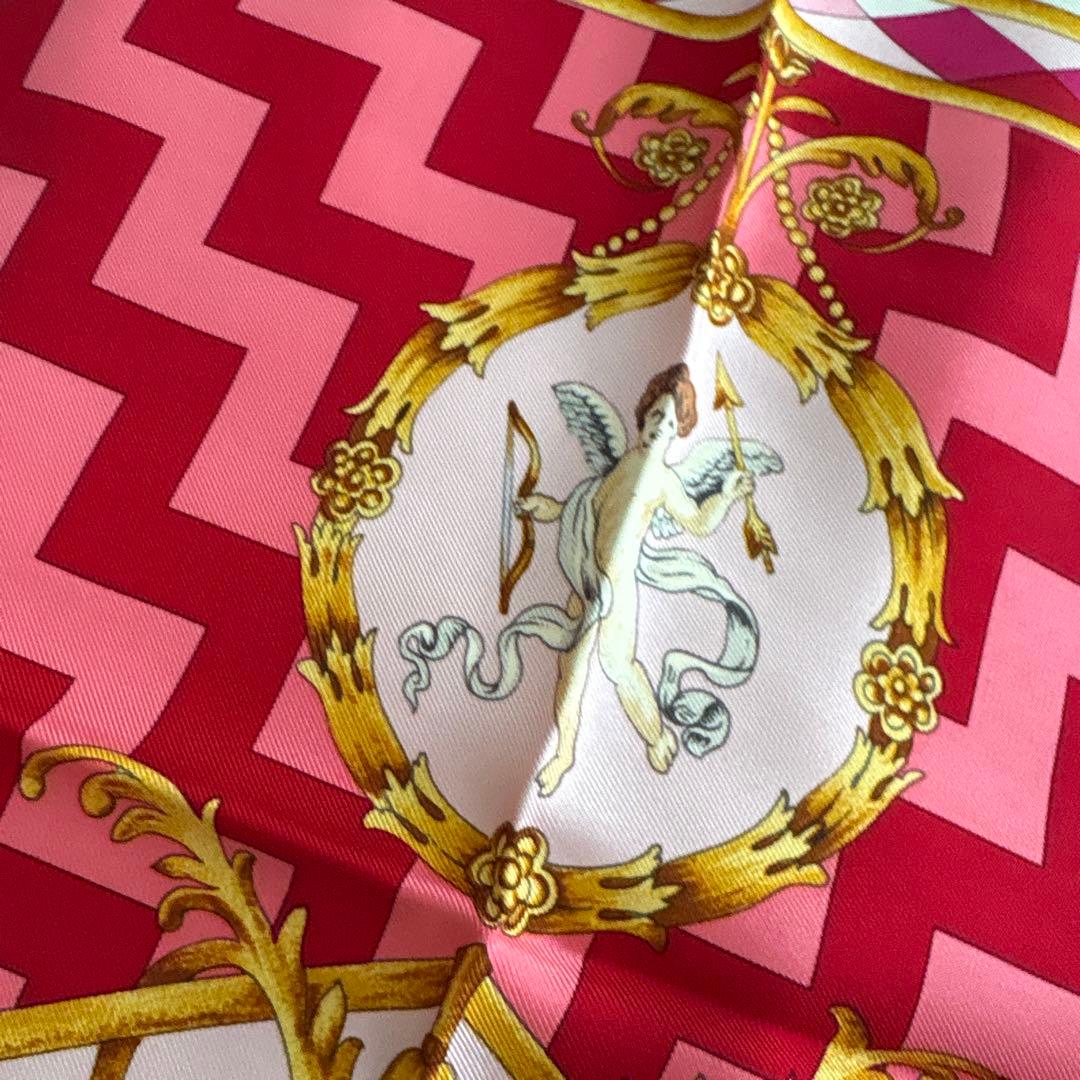 ROPE シルク　スカーフ　天使　動物　ロペ　絹　SILK ピンク系