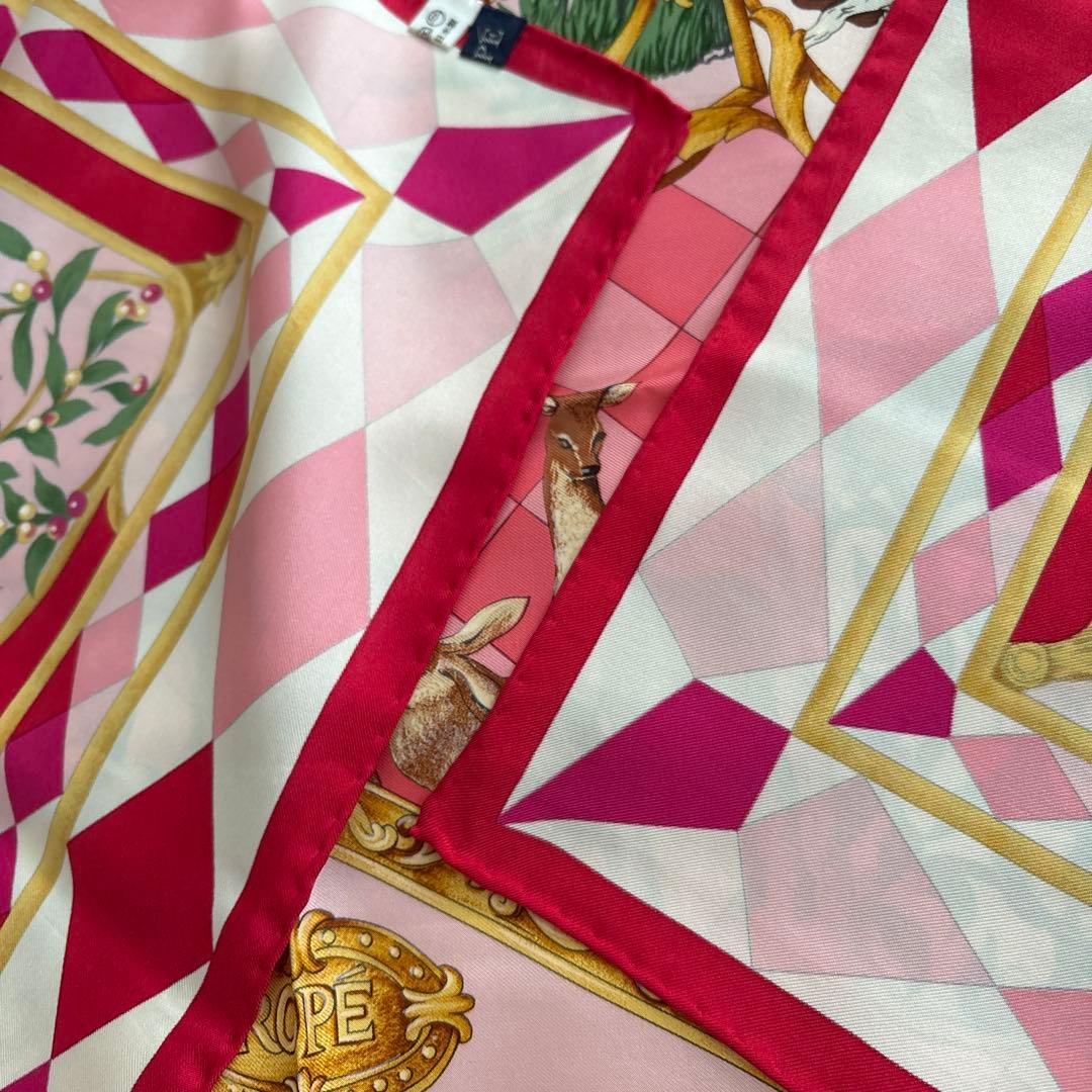 ROPE シルク　スカーフ　天使　動物　ロペ　絹　SILK ピンク系