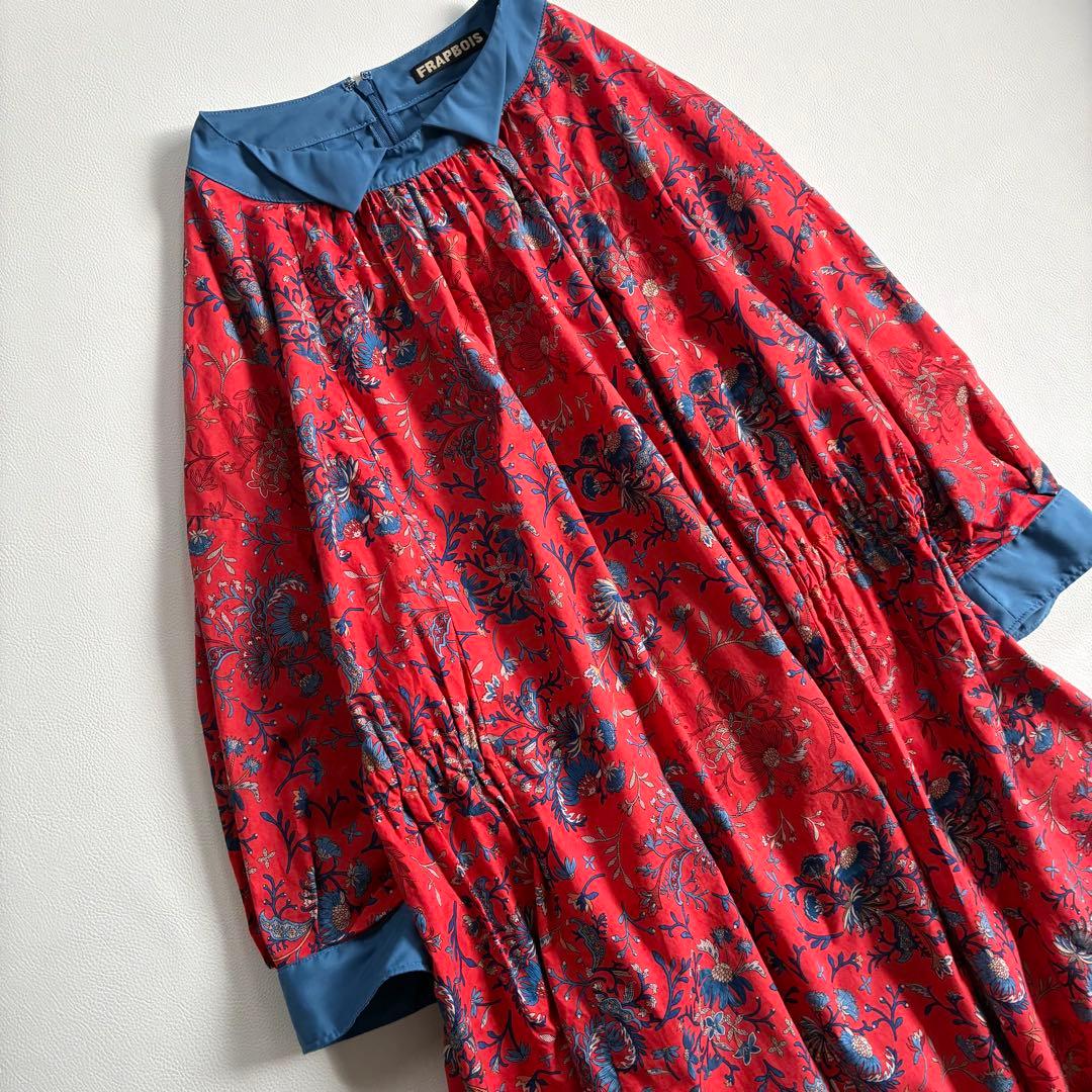 ◆美品◆2.7万◆フラボア◆ヴィスローロングワンピース◆ペイズリー◆オレンジ◆