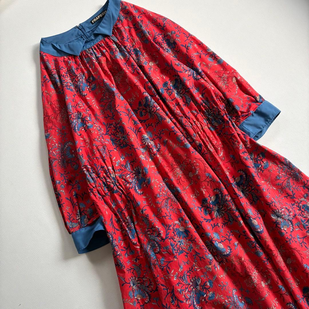 ◆美品◆2.7万◆フラボア◆ヴィスローロングワンピース◆ペイズリー◆オレンジ◆