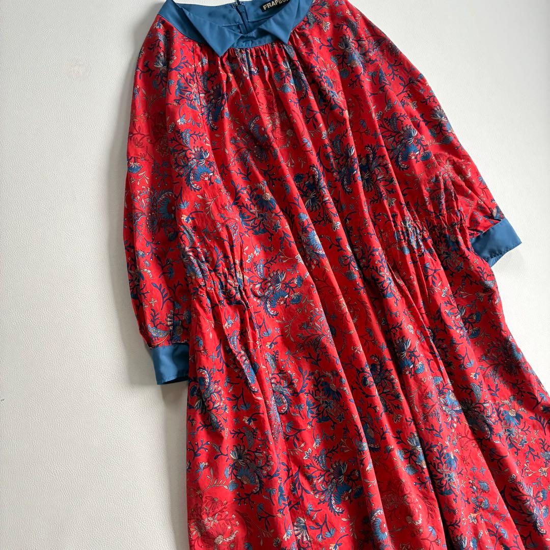 ◆美品◆2.7万◆フラボア◆ヴィスローロングワンピース◆ペイズリー◆オレンジ◆