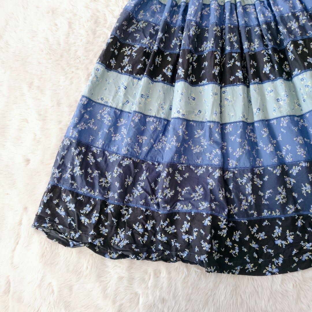 WONDERFUL WORLD ワンピース 青花柄 ティアード キャミ M　総柄