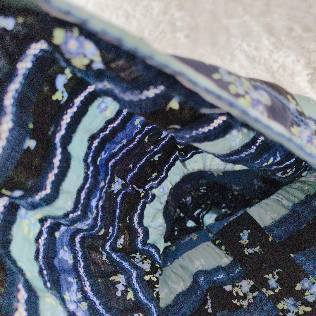 WONDERFUL WORLD ワンピース 青花柄 ティアード キャミ M　総柄