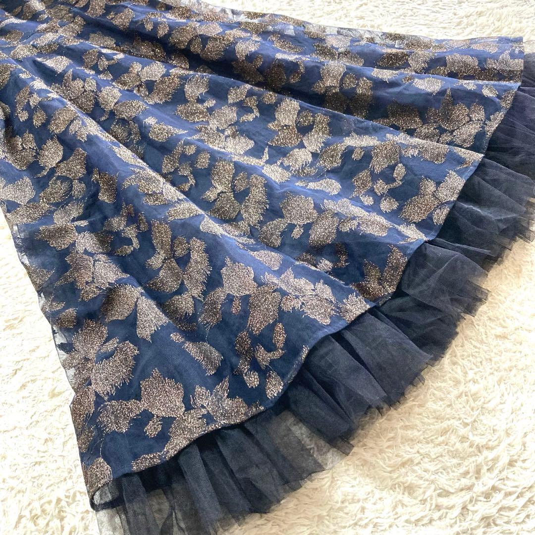 【極美品】グレースコンチネンタル ラメ刺繍チュールワンピース パーティードレス