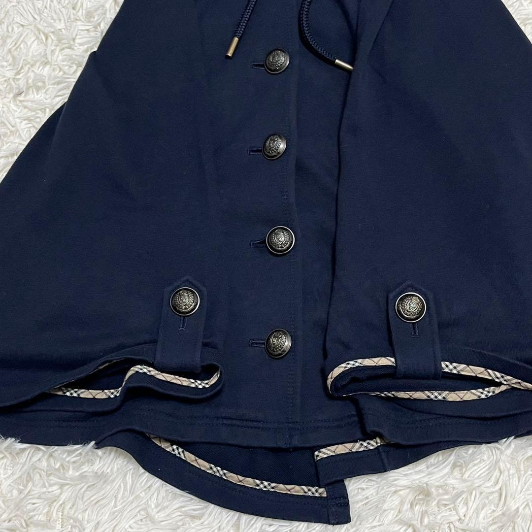 バーバリーブルーレーベル ポンチョ ケープ ノバチェック フード ネイビー