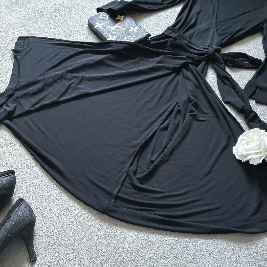 ダイアンフォンファステンバーグ　ラップ　ジャージー　ワンピース　２　黒　M