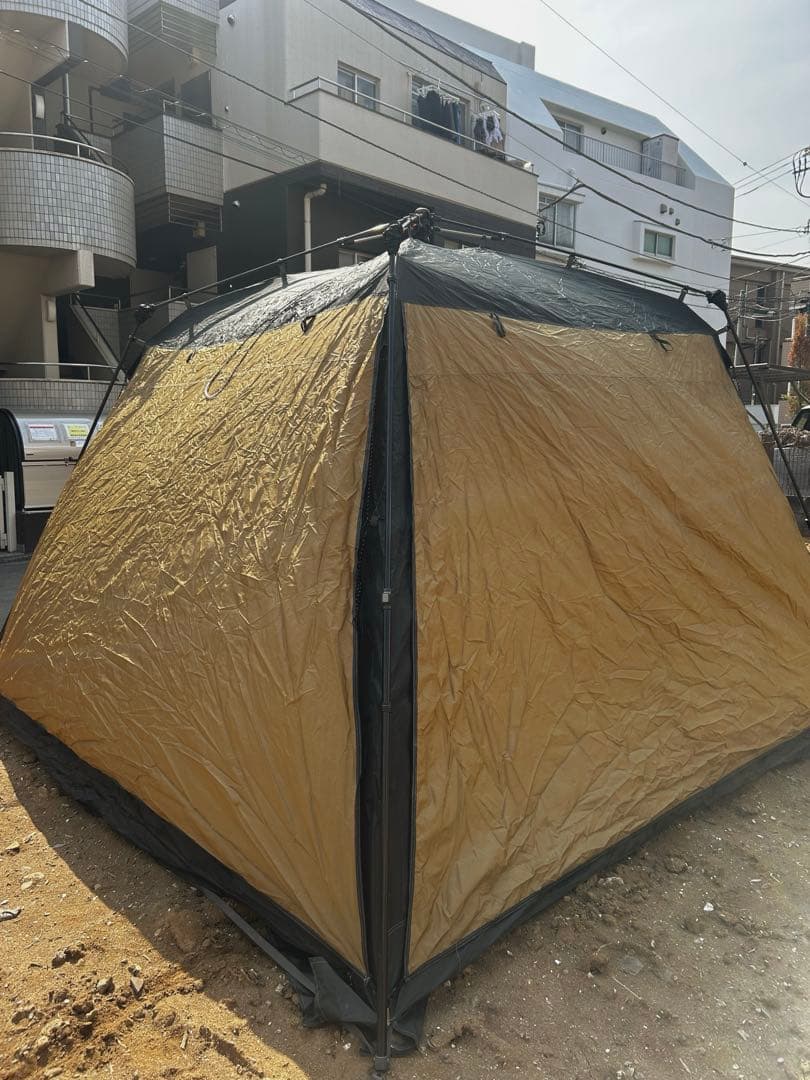 クイックキャンプ　ワンタッチテント　シェード　スクリーンテント　ブラック×サンド