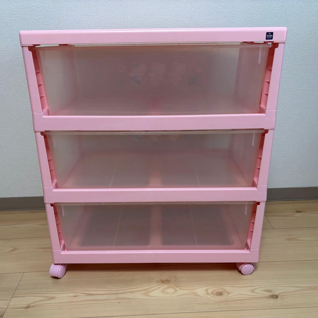 サンリオ　ハローキティ　エンジェル　3段収納ケース　衣装ケース　ピンク