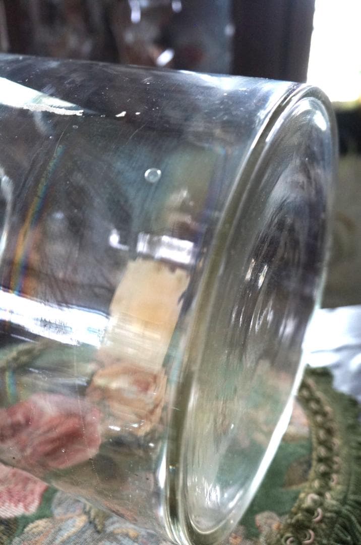 ガラスキャニスター・ヴィンテージ・ラベル付き・昭和レトロ・ガラスビン・大・収納瓶