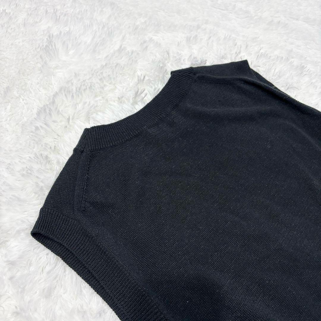 ［美品 ］マーガレットハウエル コットンリネン ベスト 黒 2 無地 シンプル