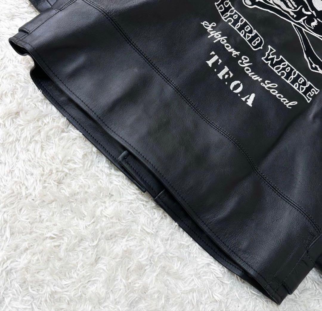 SKULL WORKS ブラック ダブルライダースジャケット grunge