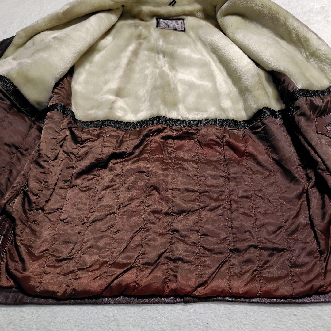 【ストラスコナー】シープスキン レザー ハーフコート L ボア襟 本革 羊革