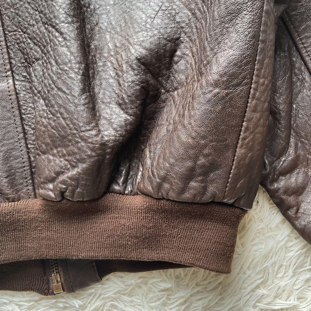 人気✨AVIREX レザージャケット　A-2 地図　裏地総柄　ブラウン　本革　M