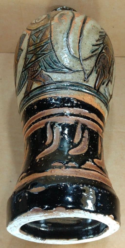 れれれ【本物保証】金城次郎 クヮンカミヤー文花瓶 共箱 栞 h36㎝超