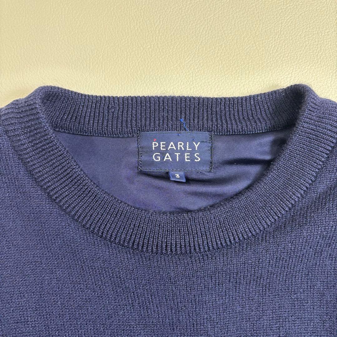 パーリーゲイツ 防風 裏地付ニット サイズ3 ロゴ セーター メンズ アームロゴ