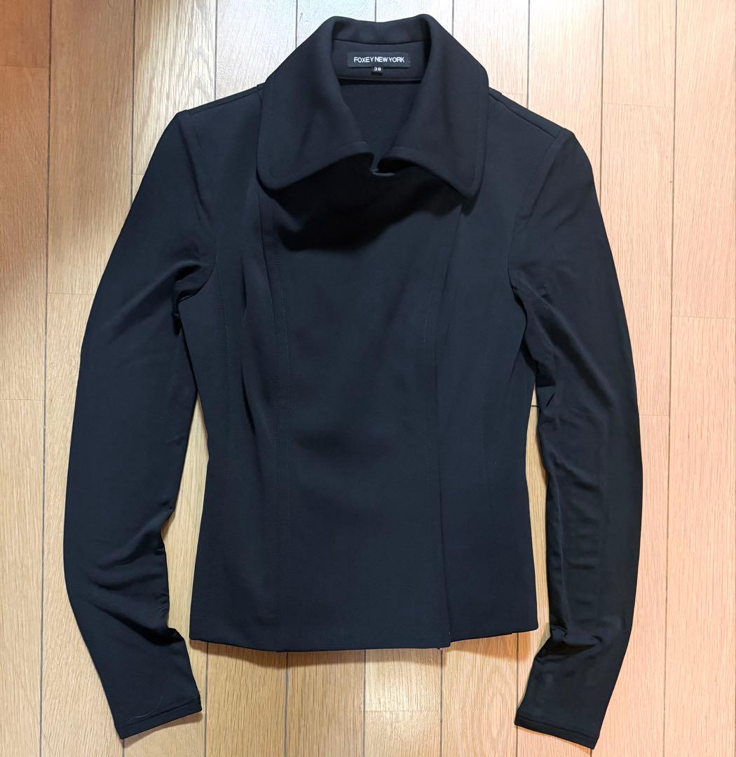 美品 FOXEY フォクシー アシンメトリー ジップアップ ジャケット 38