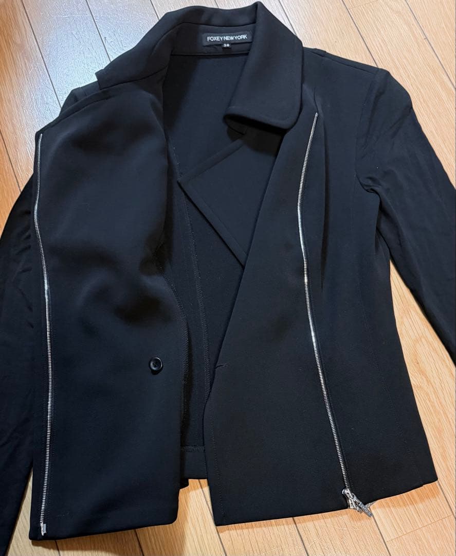 美品 FOXEY フォクシー アシンメトリー ジップアップ ジャケット 38