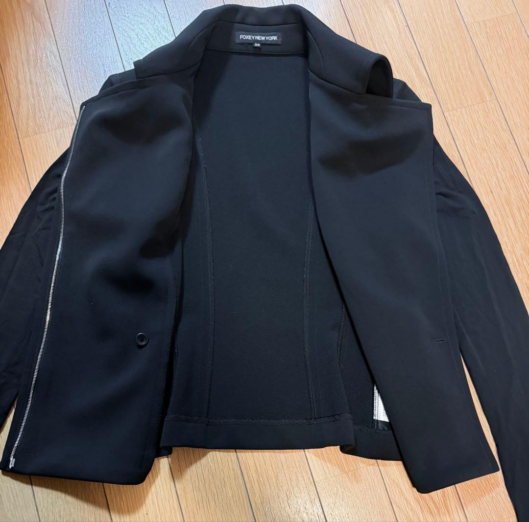 美品 FOXEY フォクシー アシンメトリー ジップアップ ジャケット 38