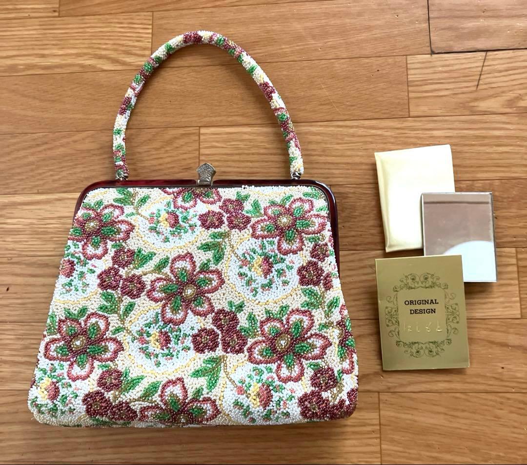 美品LUMY ルミー はしもと ビーズ 総ビーズ パーティバッグ 皇室