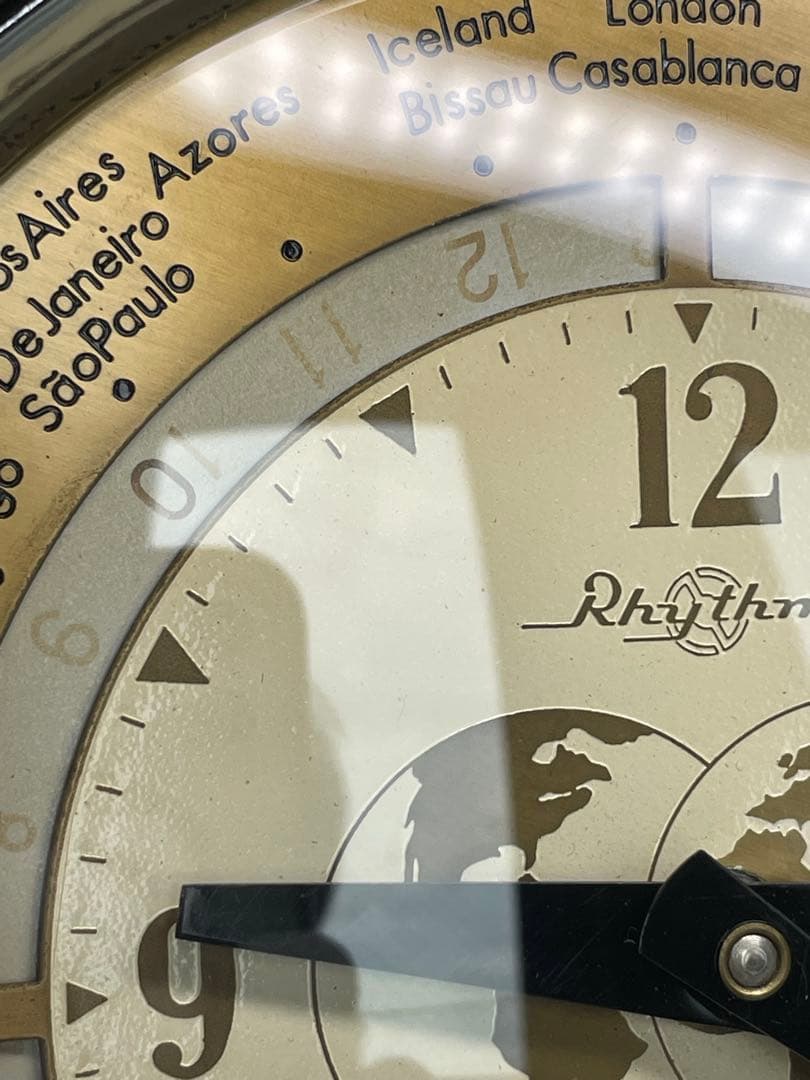 Rhythm WorldTimer 真鍮ガラス時計在庫稼働品　\"パリは今何時？\"