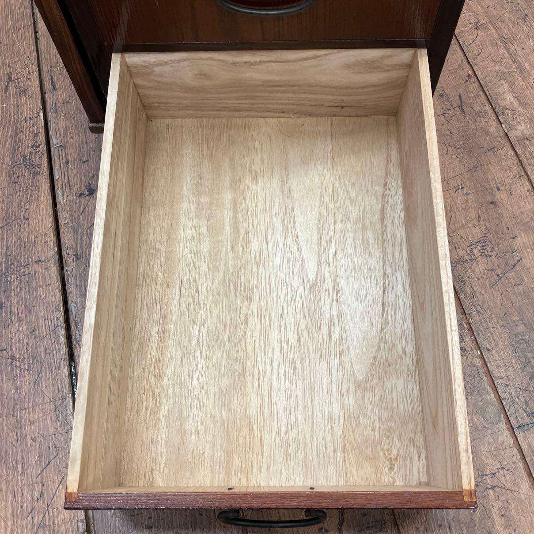 昭和レトロ 木製 葡萄柄 折りたたみ文机 テーブル 箪笥 小箪笥 3段 小物入れ