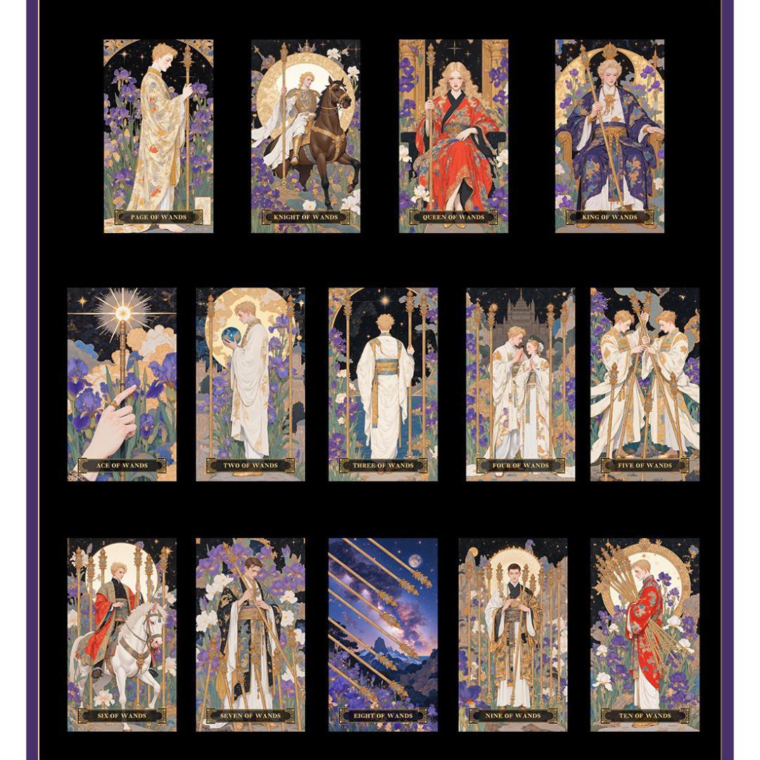 【正規品タロットカード】PVC製✨美麗アート✨美紫花とゴールドのデッキ 通常版