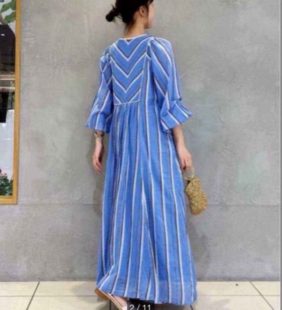 【極美品】完売品 ヌキテパ コットンボイル ストライプ ギャザー ドレス M