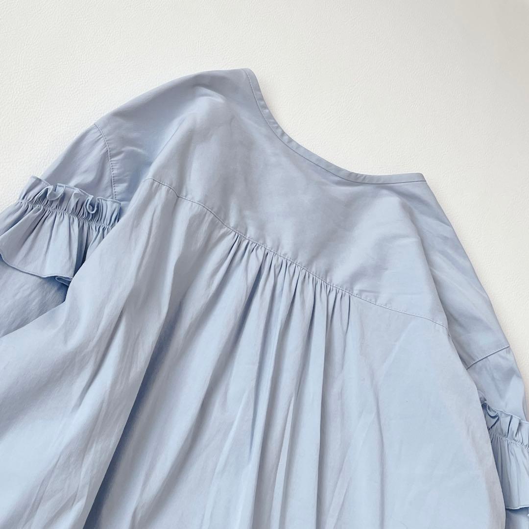 24 ss ✨ANAYI ストレッチブロードフリル ブラウス　水色　38