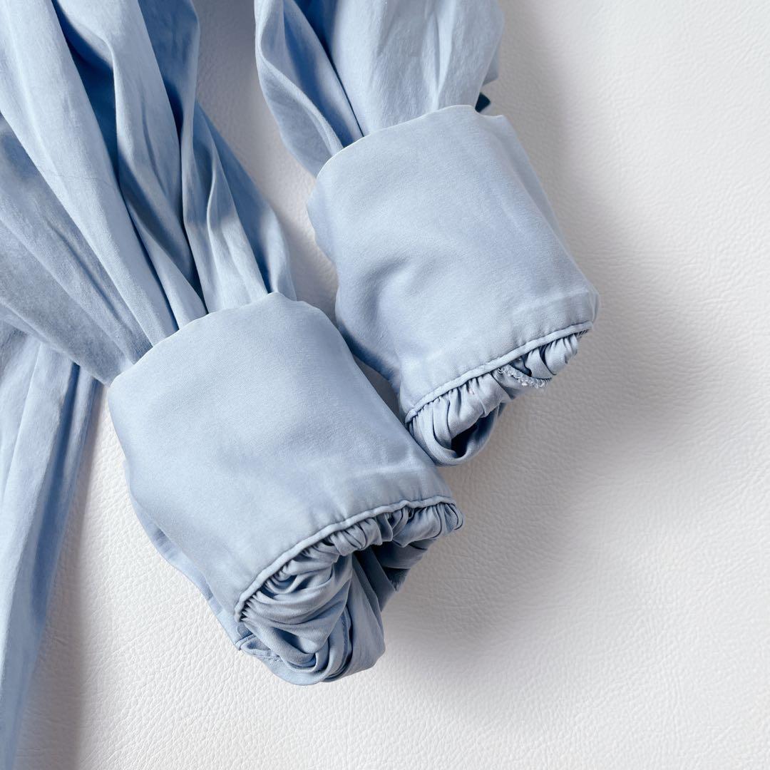 24 ss ✨ANAYI ストレッチブロードフリル ブラウス　水色　38