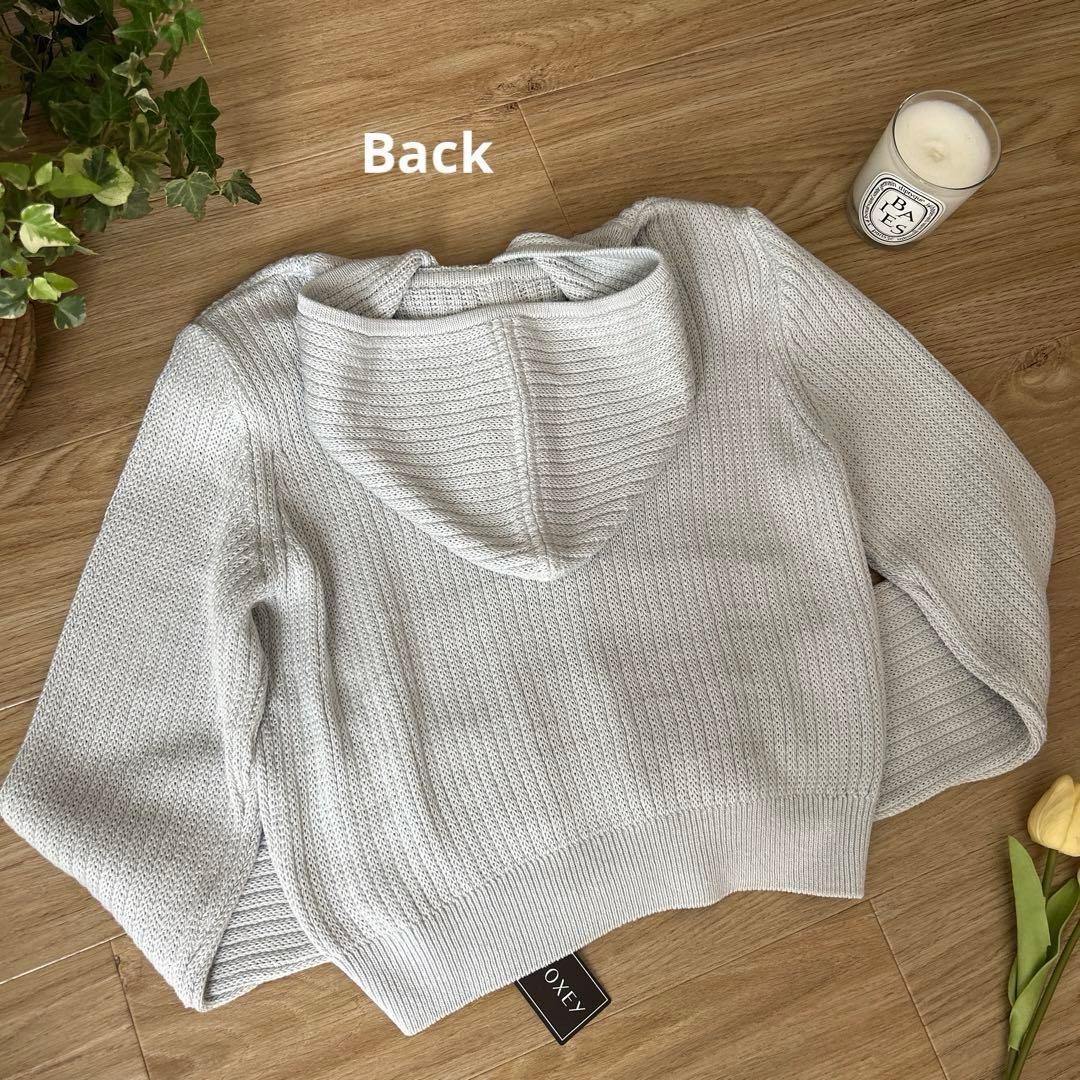 フォクシー　コットンシルクニットパーカー　フーディファン　38　アイスブルー