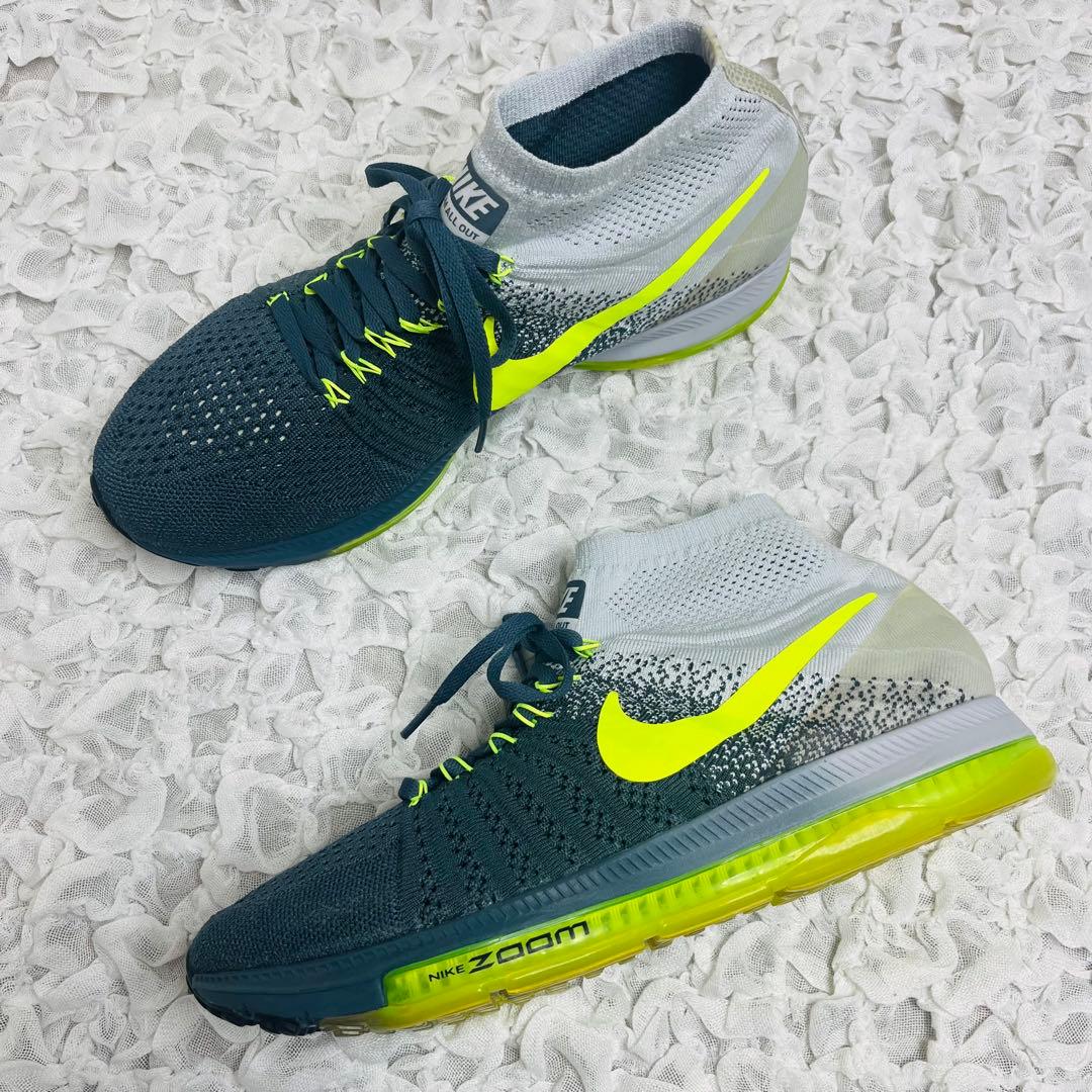 ナイキNIKEフライニットレーサー27.5完売品ランニングシューズマラソン蛍光