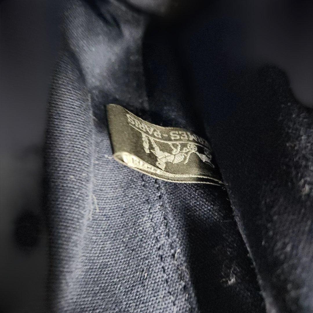 HERMES フールトゥキャンバスミニトートバッグ　ネイビー