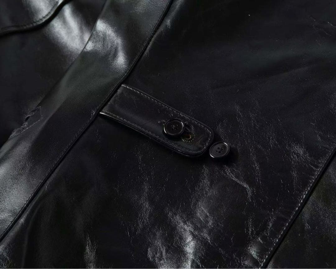 茶芯馬革 レザーカーコート 茶芯ホースハイド レザージャケット キムタク　L