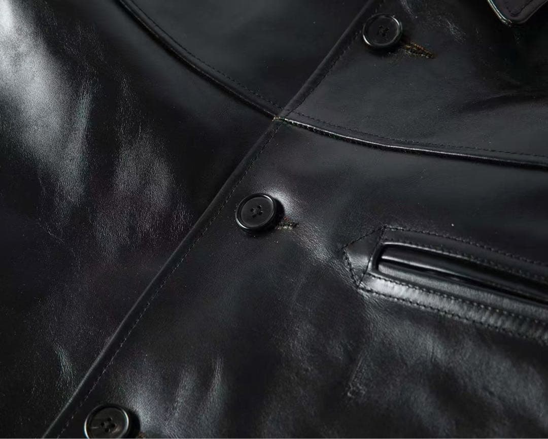 茶芯馬革 レザーカーコート 茶芯ホースハイド レザージャケット キムタク　L