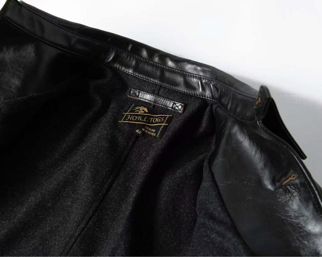 茶芯馬革 レザーカーコート 茶芯ホースハイド レザージャケット キムタク　L