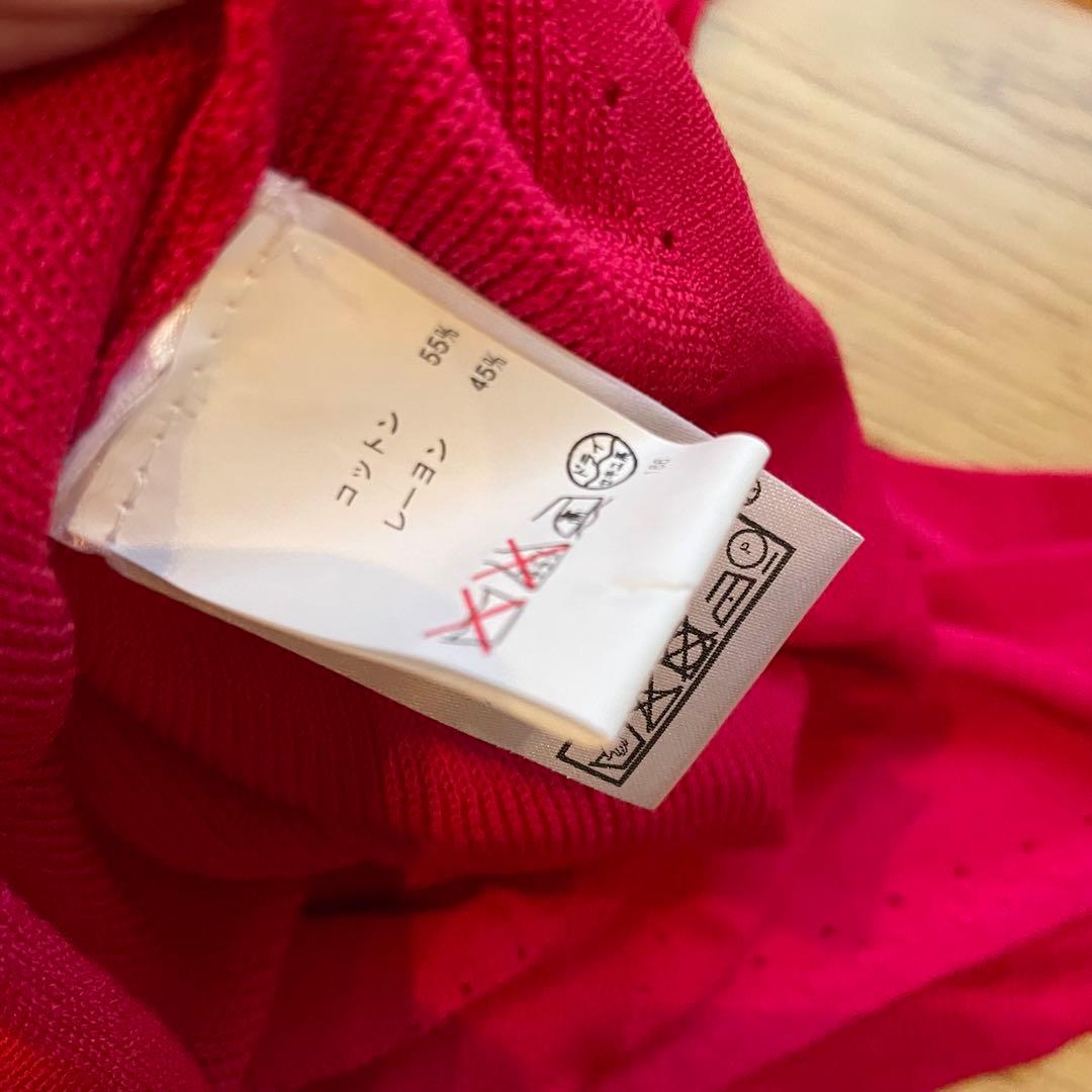 【美品】Lepetto ピンクリボン付きノースリーブトップス レペット