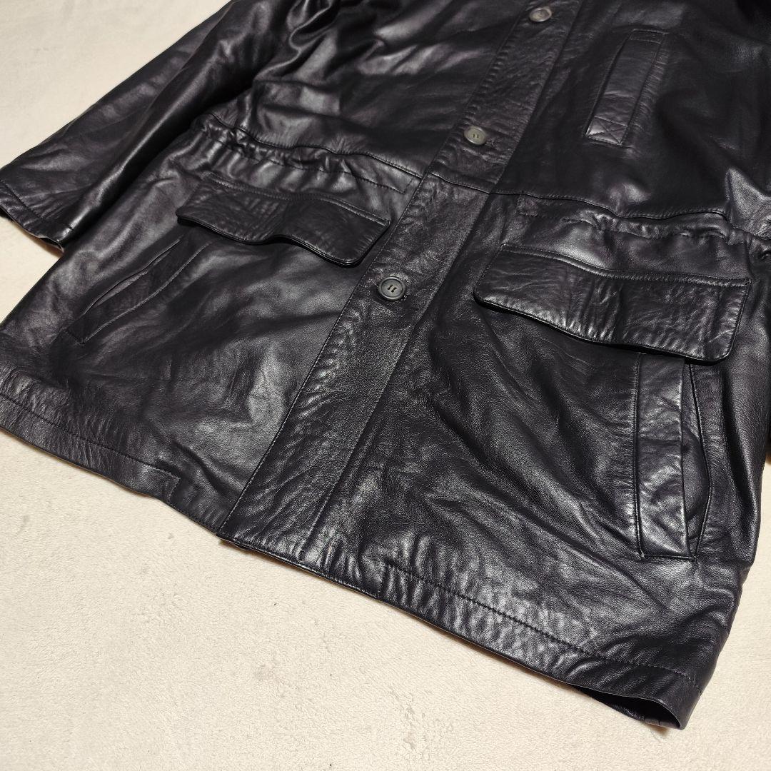 【しめじページ】✦ 本革 ラム レザー 羊革 カーコート Ｎ3B 黒