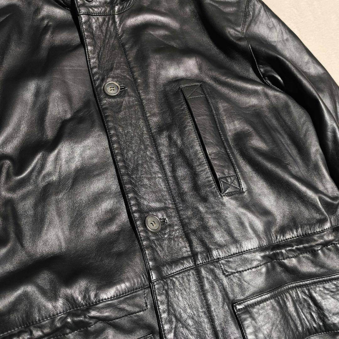 【しめじページ】✦ 本革 ラム レザー 羊革 カーコート Ｎ3B 黒