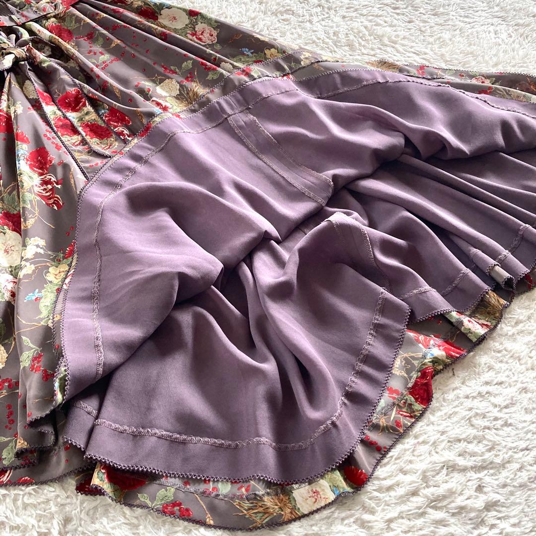 【極美品】カネコイサオ ピコフリル たくし上げ ボタニカル ロングワンピース