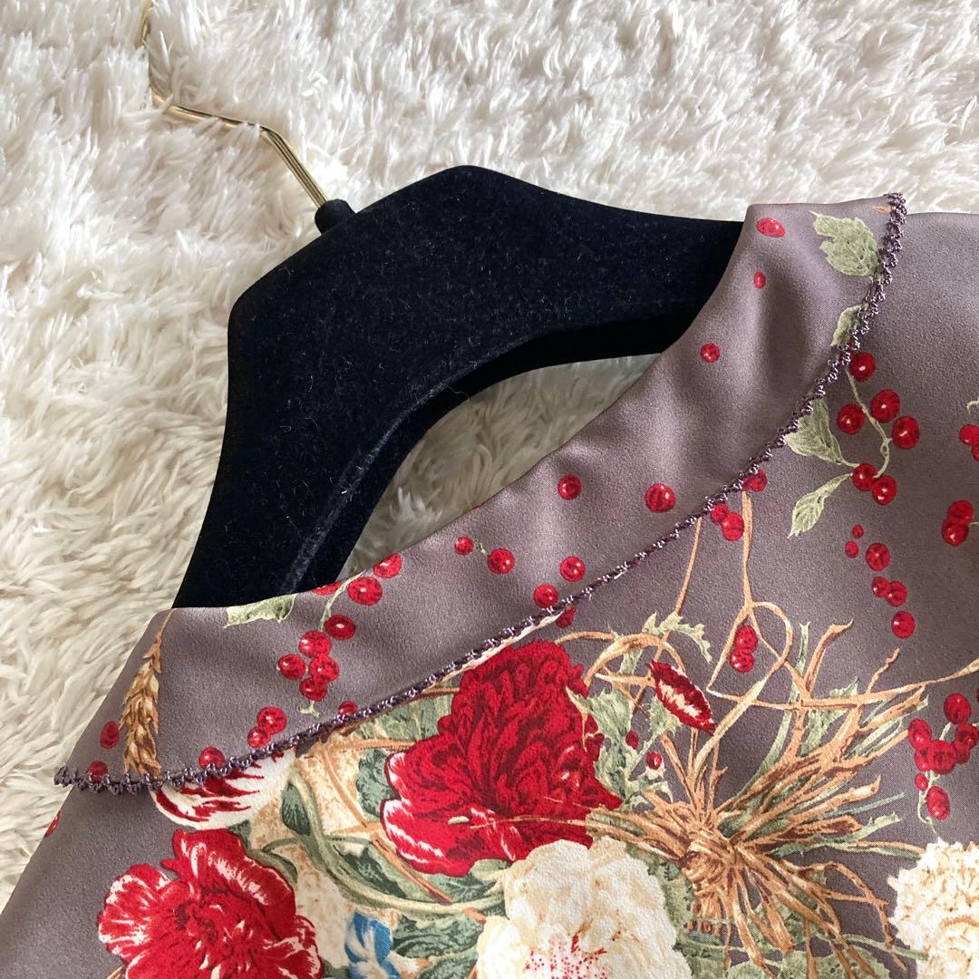 【極美品】カネコイサオ ピコフリル たくし上げ ボタニカル ロングワンピース