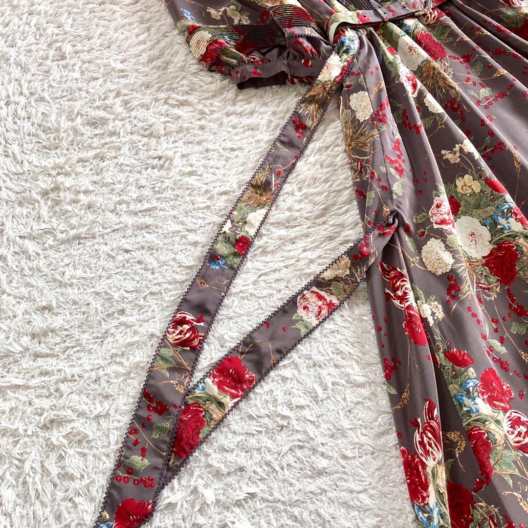 【極美品】カネコイサオ ピコフリル たくし上げ ボタニカル ロングワンピース