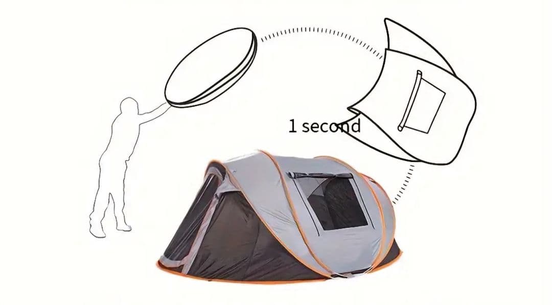 【新品未使用】小型キャンプテント ホワイト/ブラウン