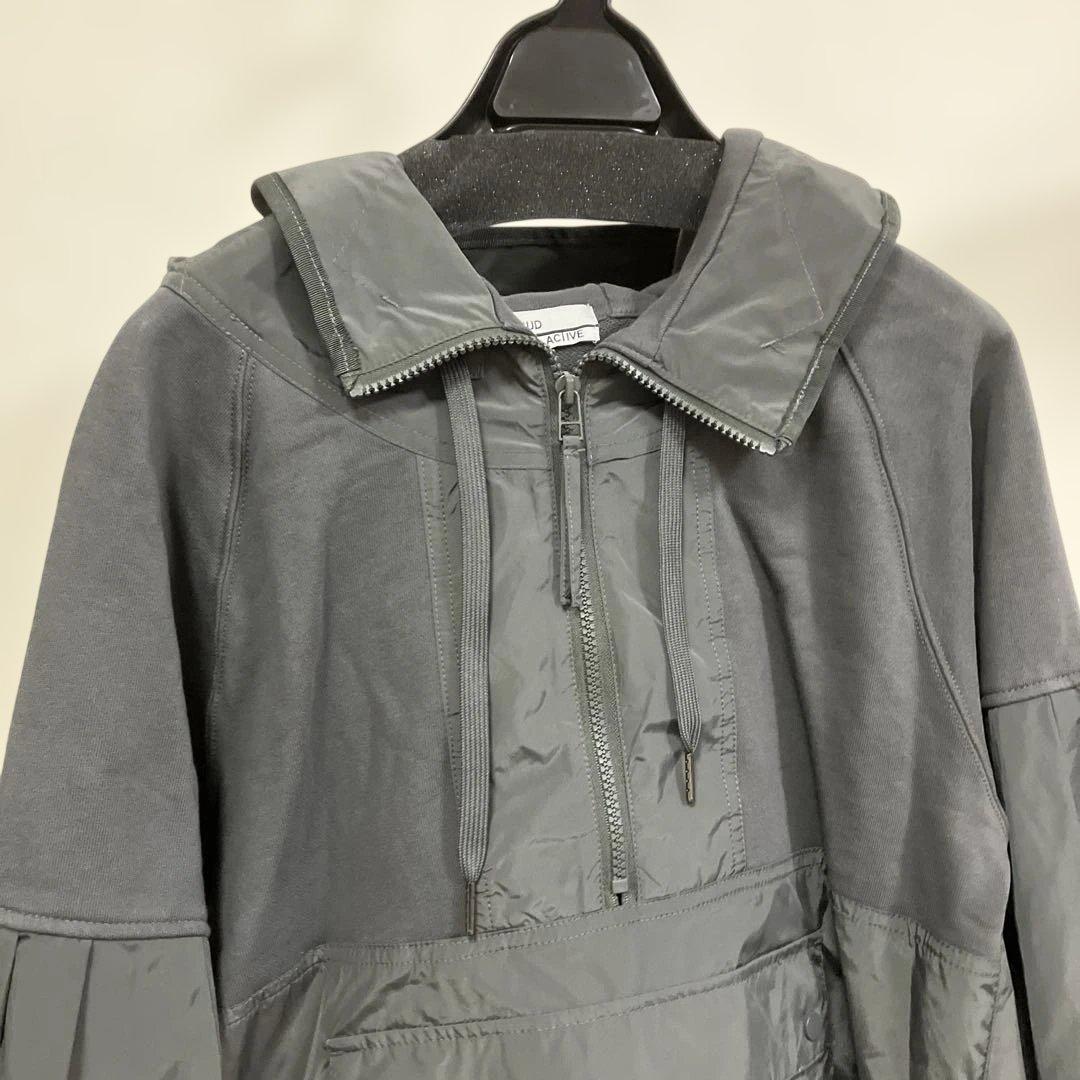 新品　ラシュッド　アクティブ　異素材　パーカー　ハーフジップ　F