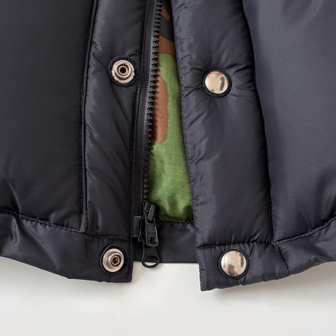 USA製★クレセントダウンワークス AVIREX ダウンベスト 黒 迷彩 カモ