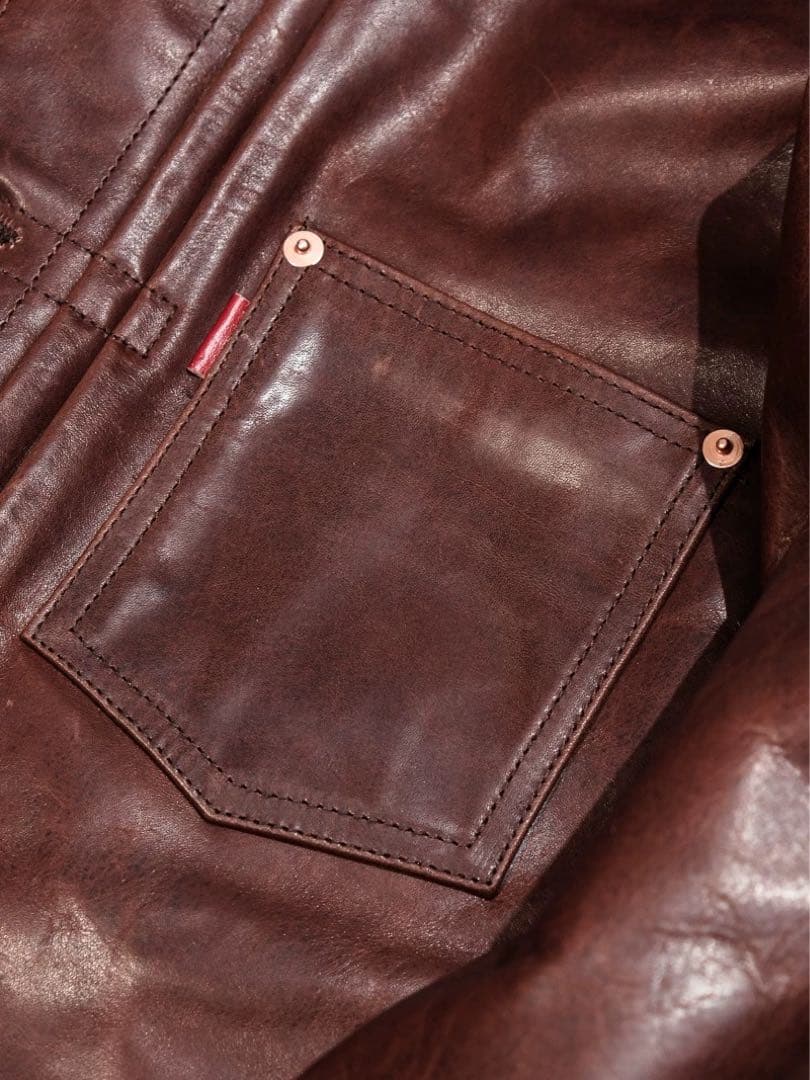 Type1タイプ ブラウン水染めオイルワックス牛革ジャケット