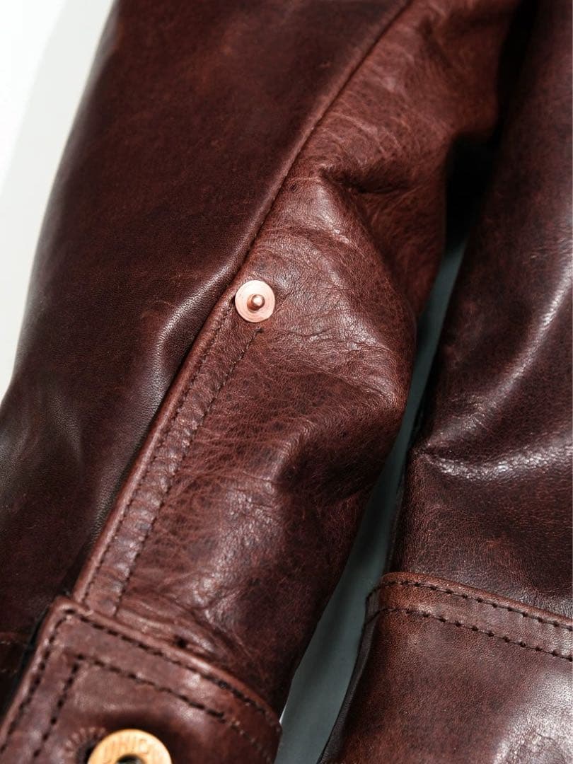 Type1タイプ ブラウン水染めオイルワックス牛革ジャケット